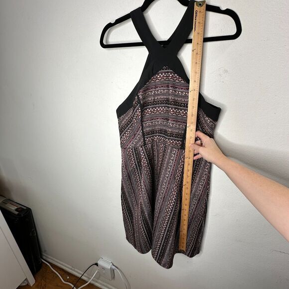 BCBG Generation Criss Cross Fit & Flare MultiColor Jacquard Halter Mini Dress 12 - Picture 12 of 15